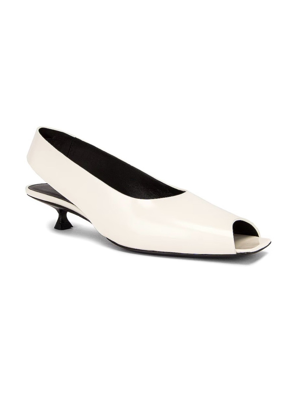The Row Cream Peep-Toe Slingback Kitten Heel